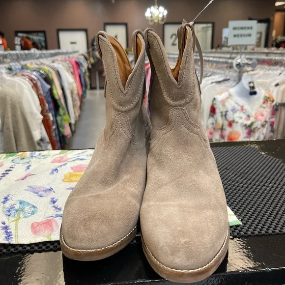 dingo Taupe Suede Western Booties - Picture 2 of 7